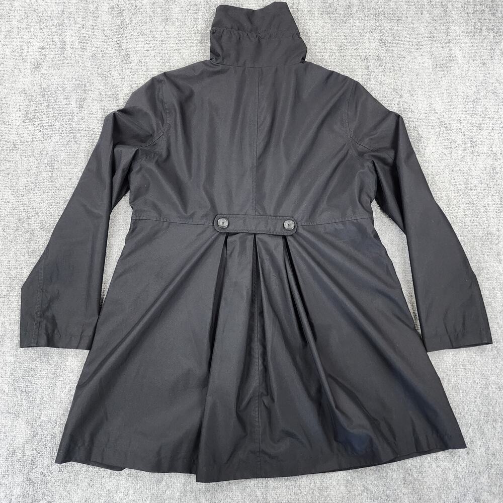 Lands End Jacket Womens Medium Black Full Zip Snap Front Plaid Lined Pocket Coat - Picture 3 of 16